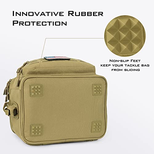 KastKing Karryall Fishing Tackle Bags for Saltwater or Freshwater Fishing  Water Resistant Material  Fishing Gear Storage  Medium Khaki