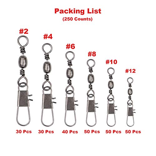 250Pcs Bearing Barrel Swivel Fishing Accessories Stainless Steel Corrosion Resistance