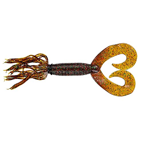 10pcs 5" Double Tail Hula Grub - Realistic Easy-to-Use Soft Plastic Fishing Lure Bait w/ Free-Flowing Skirt