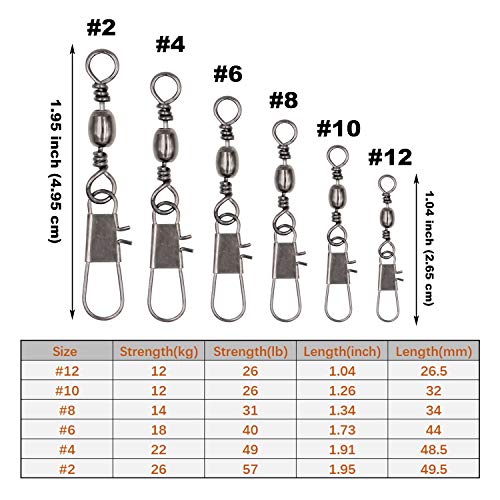 250Pcs Bearing Barrel Swivel Fishing Accessories Stainless Steel Corrosion Resistance