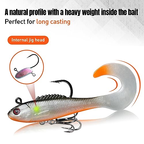 Pre-rigged Fishing Jig Lures for Freshwater & Saltwater,Innovative Super Durable TPE Bass Lures