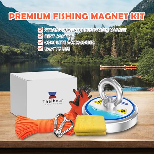 Magnet Fishing Kit,700lbs Single Sided Magnetic Fishing Kit with Rope