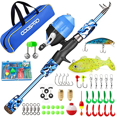 Kids Fishing Pole Pink,Portable Telescopic Fishing Rod & Reel Combo Kit