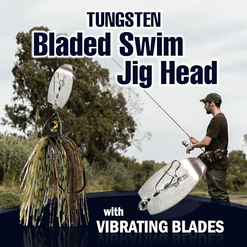 2pcs Tungsten Bladed Jig Heads for Fishing - Swimbait Fishing Jigs for Large & Smallmouth Bass