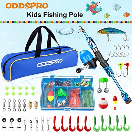 Kids Fishing Pole Pink,Portable Telescopic Fishing Rod & Reel Combo Kit