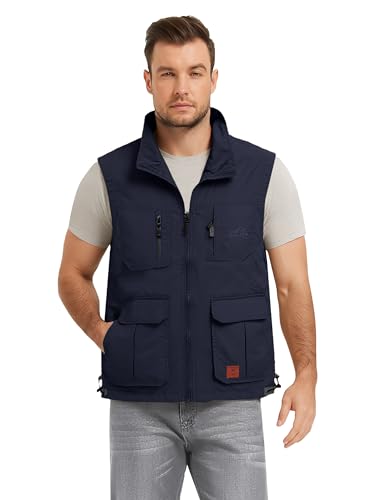 Men's Lightweight Outdoor Travel Work Fishing Vest with Multi-Pockets