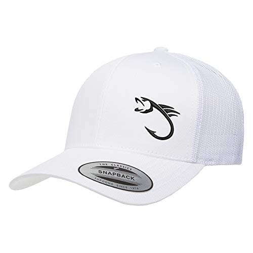 Embroidered Outdoor Fishing Hook Trucker Snapback Cap Mesh Back Men and Women