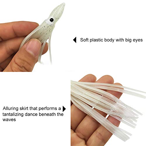 20pcs Squid Skirts Fishing Saltwater Glow Trolling Squid Swimbait Lures,Luminous Octopus Skirts
