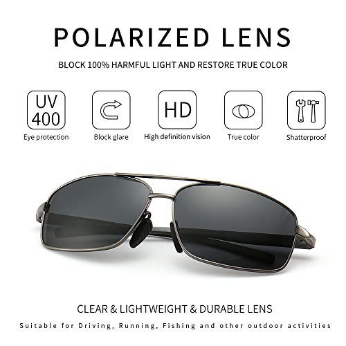 Ultra Lightweight Rectangular Polarized Sunglasses UV400 Protection