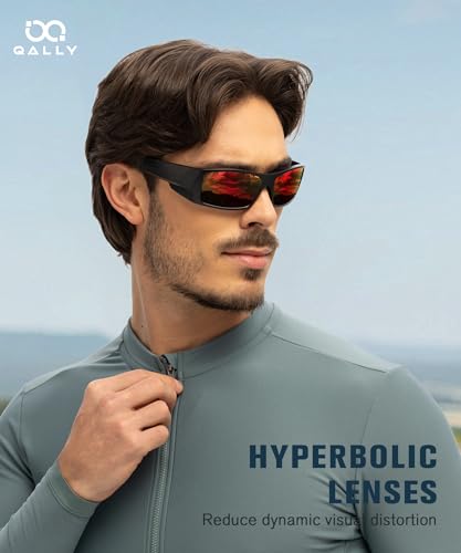 Sports Sunglasses-Men Polarized Sunglasses Wrap Around Sun Glasses for Cycling Fishing