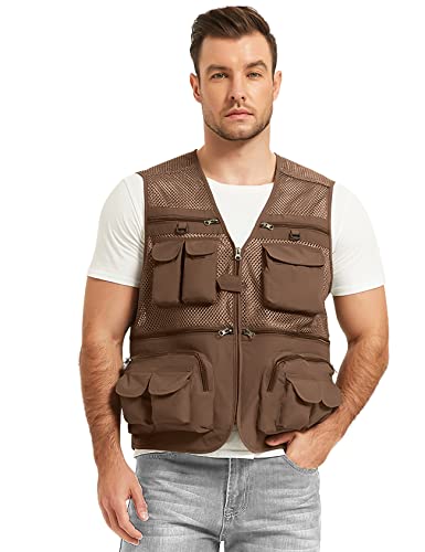 Mens Summer Outdoor Work Safari Fishing Travel Photo Vest with Pockets