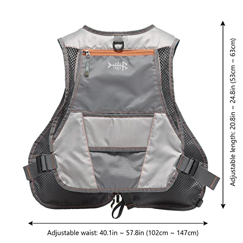BASSDASH Fly Fishing Vest Adjustable Size with Detachable Water Bottle Holder for Men and Women FV07