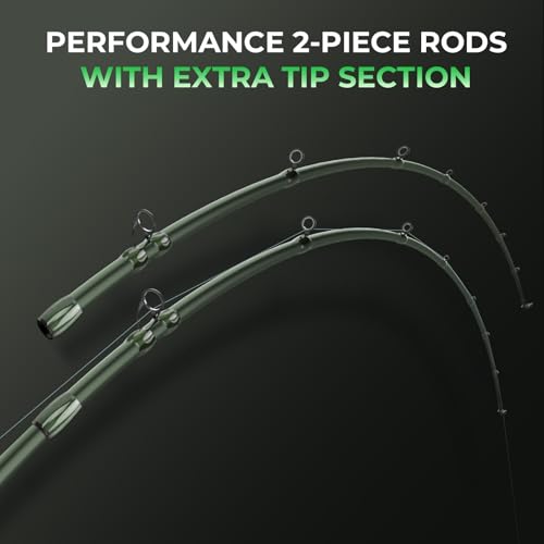 2pcs Spartacus II Twin-Tip Fishing Rod & Reel Combo,Spinning & Casting Combo w/ Extra Tips