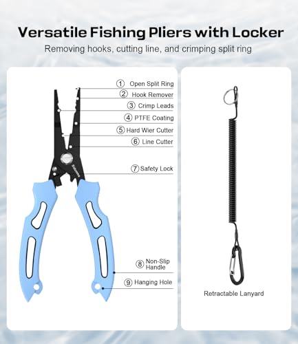 Pro Fishing Gear & Equipment Tools Accessories Kit w/ Fishing Pliers Fillet Knife
