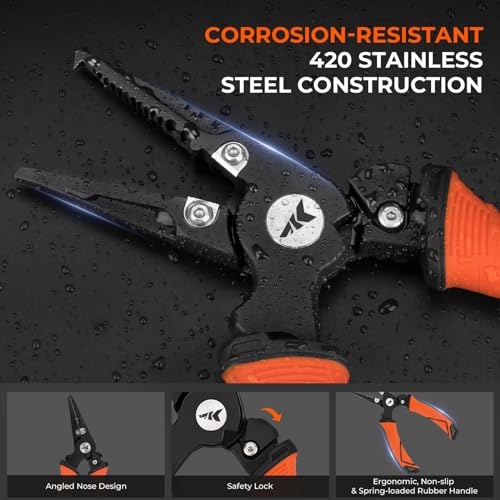 Paradox Fishing Tools Set,Stainless Steel 9" Bait Shears, 7.5" Angled Nose Pliers