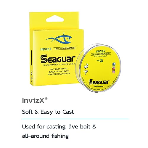 Multi-Species Fishing Line for Casting, Live Bait, Freshwater, 100% Fluorocarbon, Clear, Multiple Sizes