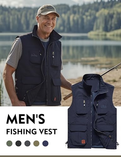Men's Lightweight Outdoor Travel Work Fishing Vest with Multi-Pockets