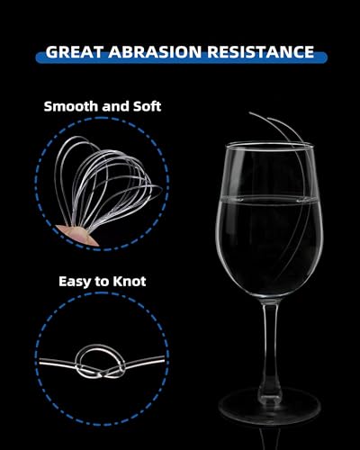 Monofilament Fishing Line 6,8,10,12,15,20,25,30,40,50,60,80,100,130,250,300,400 lbs, 50,100,500,1000,3000 Yards Invisible Thin Diameter Mono Fish Wire String, Clear