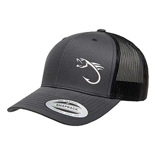 Embroidered Outdoor Fishing Hook Trucker Snapback Cap Mesh Back Men and Women