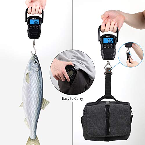 Fish Scale w/ Backlit LCD Display,Upto 110lb/50kg Digital Portable Hanging Fish Weight Scale