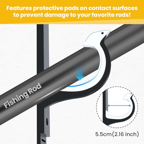 2pcs Horizontal Fishing Rod Holder for Garage Wall Ceiling Mount