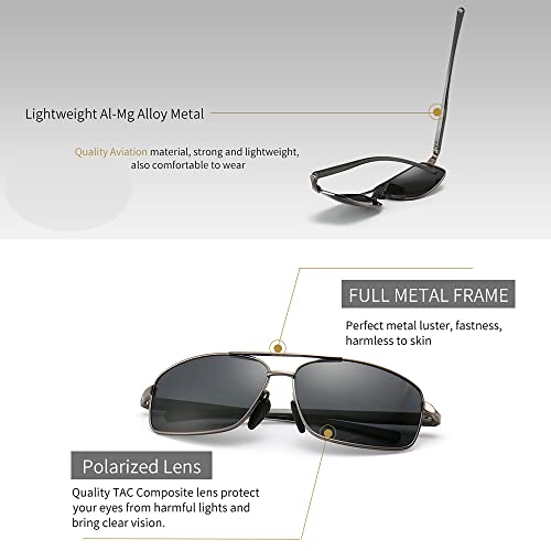 Ultra Lightweight Rectangular Polarized Sunglasses UV400 Protection