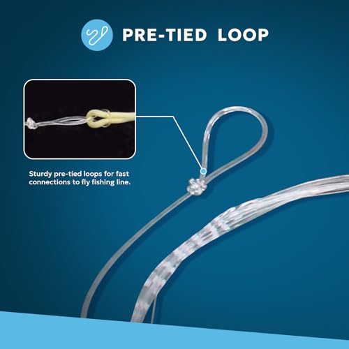 Pre-Tied Loop Fly Fishing Tapered Leader Nylon Clear Trout Freshwater Saltwater Bonefish Permit Bass