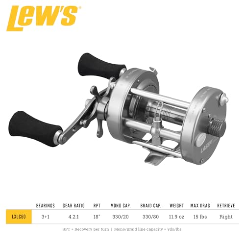 Laser XL Baitcast Fishing Reel,Size 60 Reel,Right-Hand Retrieve,4.21 Gear Ratio