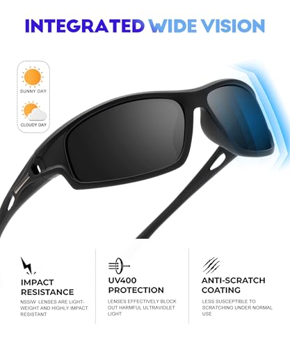 3pcs Polarized Sunglasses-for-Men-Women Sports Mens-Sunglasses Wrap Around Sun Glasses UV400