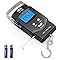Fish Scale Luggage Scale - PS01 110lb/50kg Backlit LCD Display Digital Scale with Built-in Measuring Tape - Fishing Scale with 2 AAA Batteries, Pocket Size - Fishing Gifts for Men