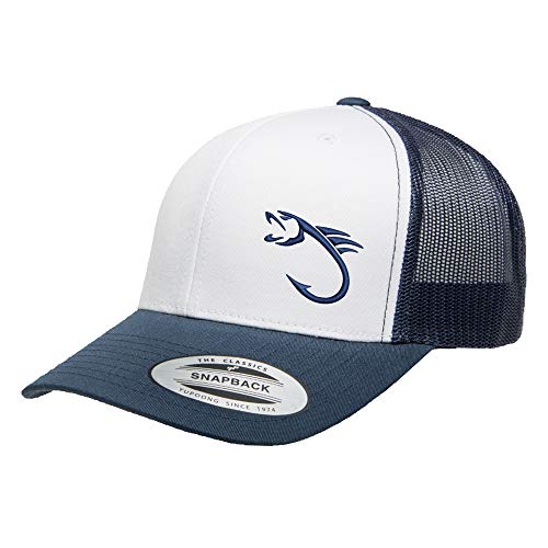 Embroidered Outdoor Fishing Hook Trucker Snapback Cap Mesh Back Men and Women