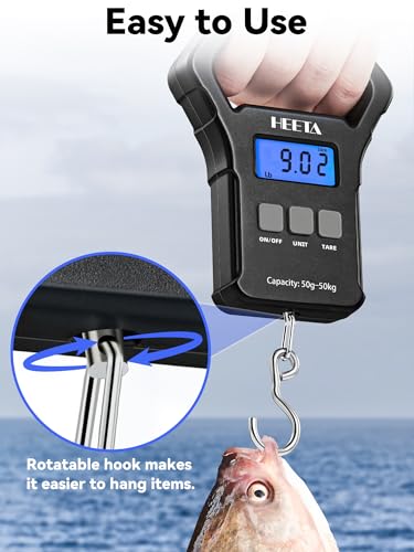 Fish Scale,110lb/50kg Digital Portable Hanging Fishing Weight Scale with Backlit LCD Display