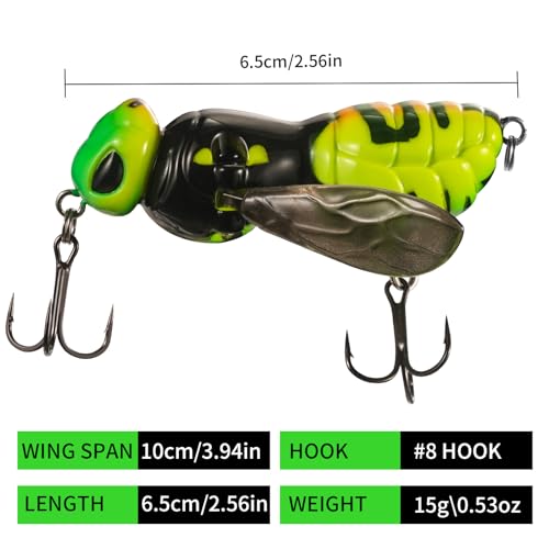 Fishing Lures, 3pcs Topwater Lures for Bass,Walleye & Pike - 2.6in, 15g