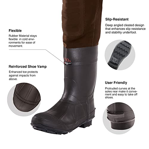 TIDEWE Neoprene Waders, Cleated Bootfoot Men Chest Waders, Waterproof Fishing & Hunting Neoprene Chest Waders