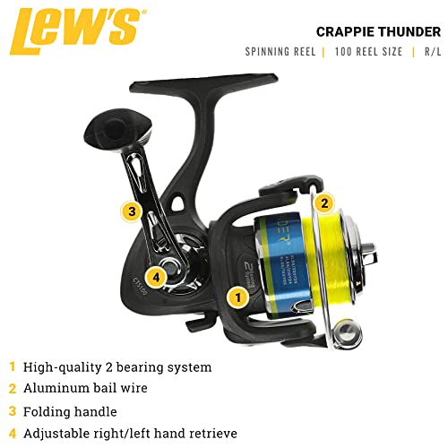 Crappie Thunder Spinning Fishing Reel,2 Bearing System,Right or Left-Hand Retrieve