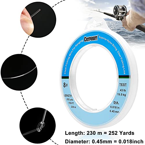 Clear Fishing Wire,755FT Monofilament Fishing Line,Clear String for Hanging,Strong Wire Invisible Nylon Thread