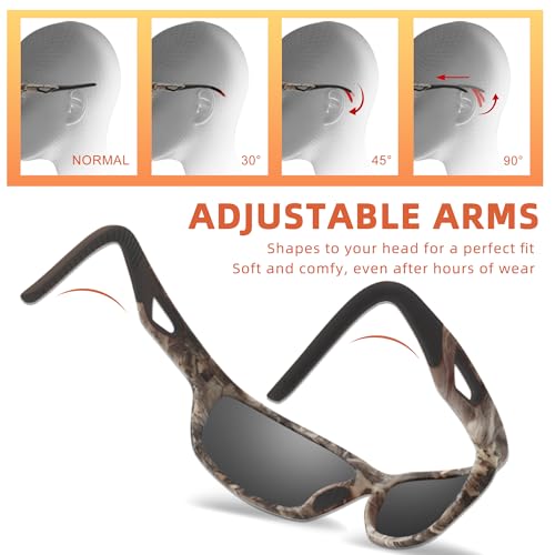 Camo Polarized Wrap-around Sport Sunglasses for Men Women UV400 Fishing