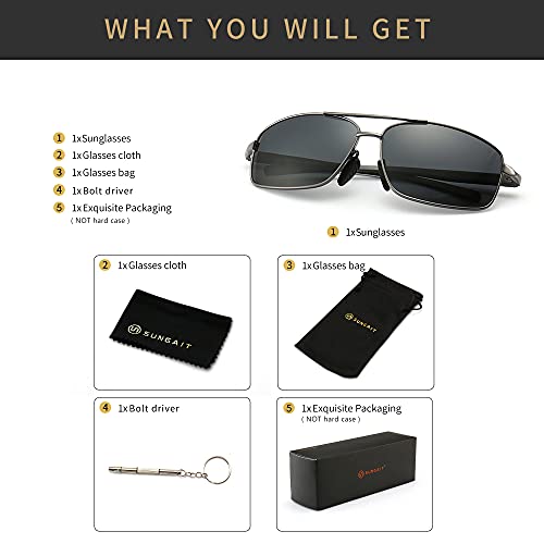 Ultra Lightweight Rectangular Polarized Sunglasses UV400 Protection