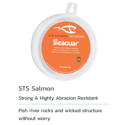 STS Salmon 100% Fluorocarbon Fishing Line Leader, 100yd Spool, Clear, Multiple Sizes