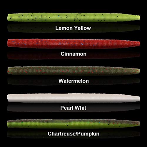Wacky-Worms Bass Fishing Lure Kit-Wacky Rig Worms Soft Plastic Stick Baits-3-6"