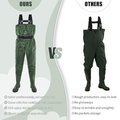 Chest Waders for Kids, Waterproof Youth Waders with Boot, Nylon/PVC Waders for Fishing & Hunting