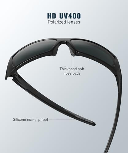 Sports Sunglasses-Men Polarized Sunglasses Wrap Around Sun Glasses for Cycling Fishing
