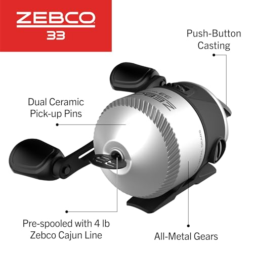Spincast Fishing Reel,Changeable Right/Left-Hand Retrieve w/ Zebco Cajun Line