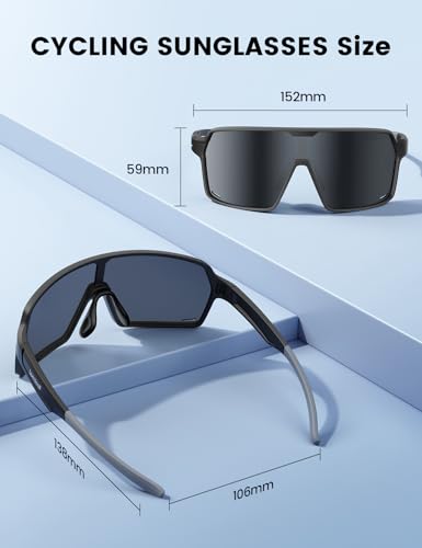 Polarized Sports Sunglasses for Men Women, Big Size, UV400 Protection Sun Glasses