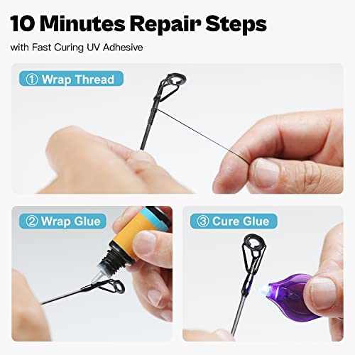 Fishing Rod Tip Repair Kit w/ Glue-Fishing Pole Tip Replacement w/ Fishing Rod Epoxy