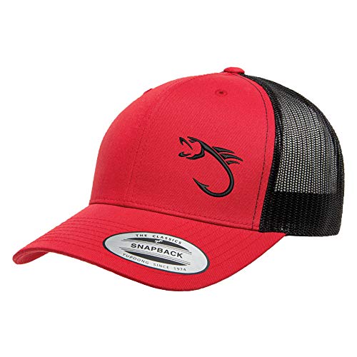 Embroidered Outdoor Fishing Hook Trucker Snapback Cap Mesh Back Men and Women