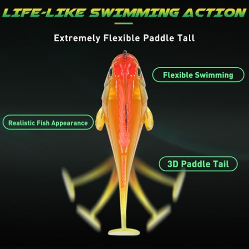 Weedless Soft Fishing Lures for Freshwater & Saltwater,Premium Pre-Rigged Jig Head Swimbaits