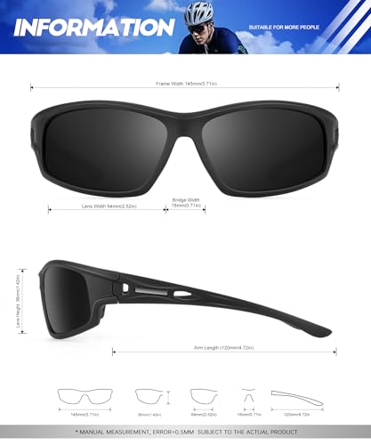 3pcs Polarized Sunglasses-for-Men-Women Sports Mens-Sunglasses Wrap Around Sun Glasses UV400
