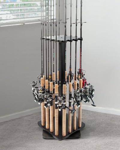 Fishing Rod Holders for Garage 360 Degree Rotating Fishing Pole Rack