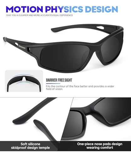 3pcs Polarized Sunglasses-for-Men-Women Sports Mens-Sunglasses Wrap Around Sun Glasses UV400